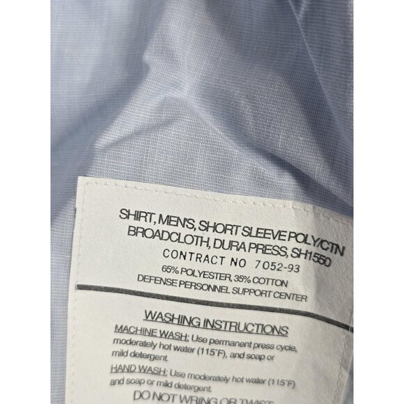 US Air Force Uniform Shirt Mens 16.5 Light Blue Short Sleeve Poly Cotton Patches - Picture 2 of 11